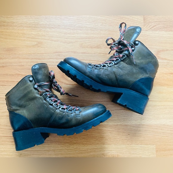 Rare Frye Alta Hiker leather two tone olive multi hiking boot - Picture 4 of 10